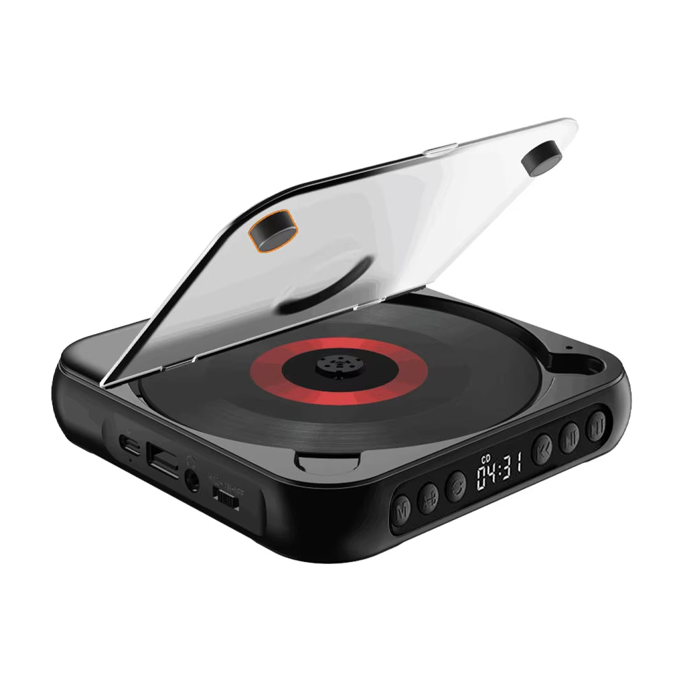 CD Player Portable BT Music Player CD Runner with Dustproof Cover 6 Modes A-B Repeat Timer Remote Control External Playback